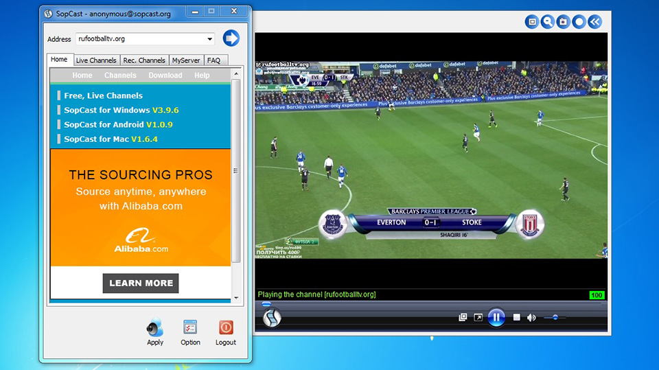  Xem bóng đá qua phần mềm Sopcast 