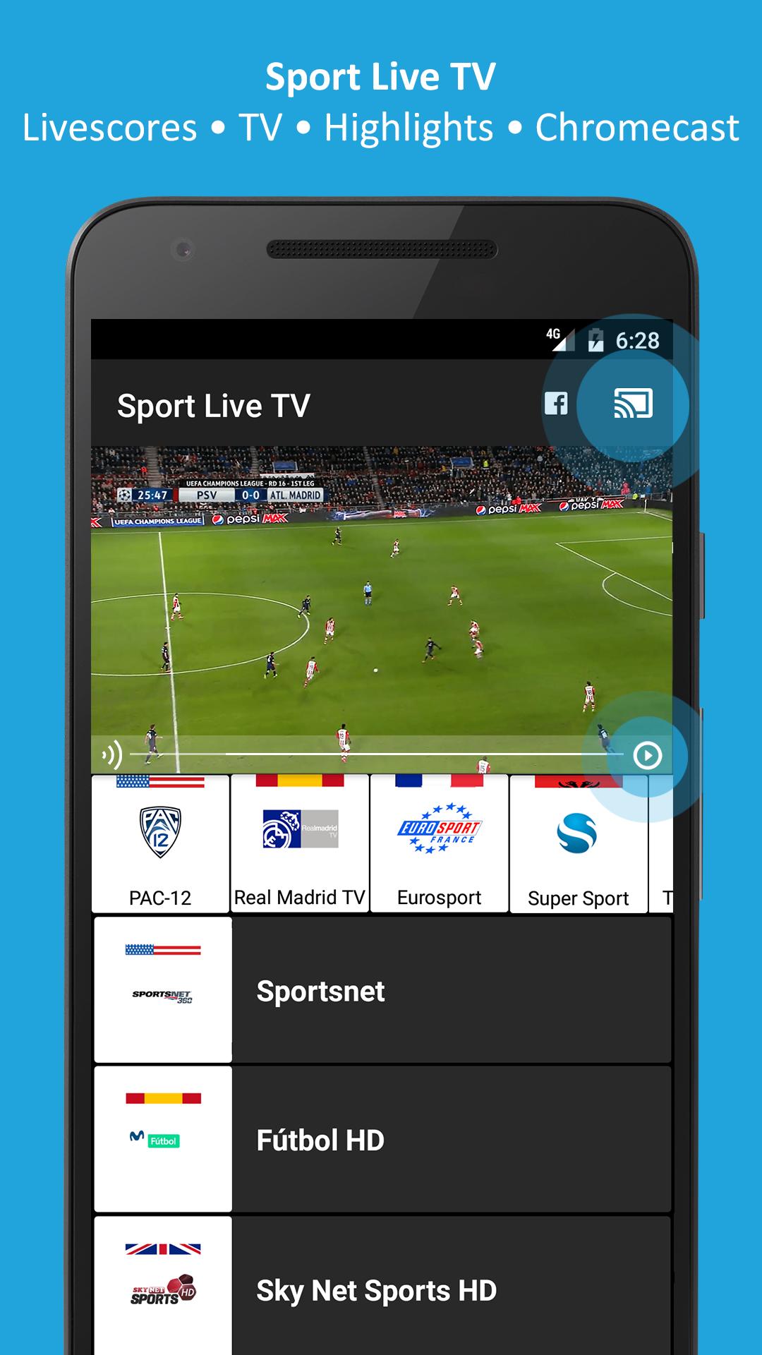 Xem đá bóng tại Sport Live Television - Football TV cho Android 