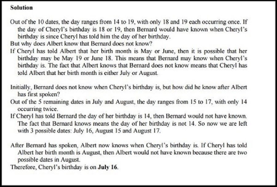 Bài toán hóc búa nhất hãy tìm ngày sinh nhật của Cheryl